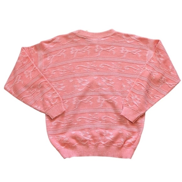 Vintage Jennifer Adams Womens Novelty Sweater Sz L Pink Bows Girlcore Cottage - Picture 5 of 7